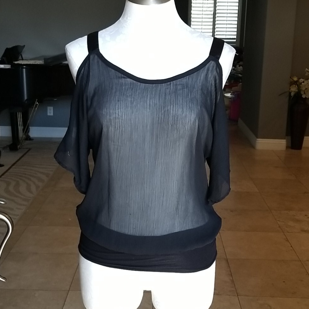 G by guess sheer black top size XS